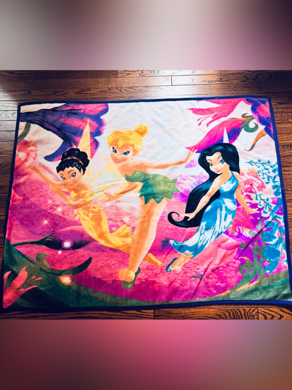 Disney Fairies Tinker Bell and Friends Blanket - Pink, Green, Blue